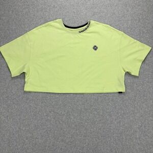 Savage X Fenty Crop Top Womens M Green Neon Short Sleeve Graphic Tee Rihanna